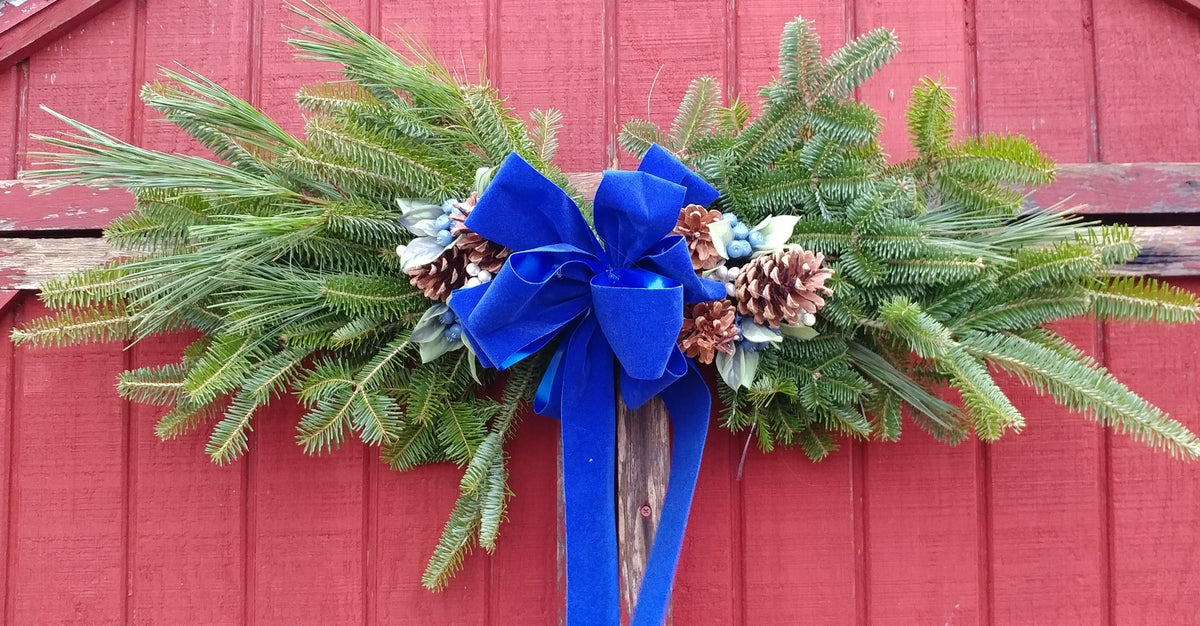 Christmas Wreath Swag Blue and White Christmas Swag Wreath Holiday